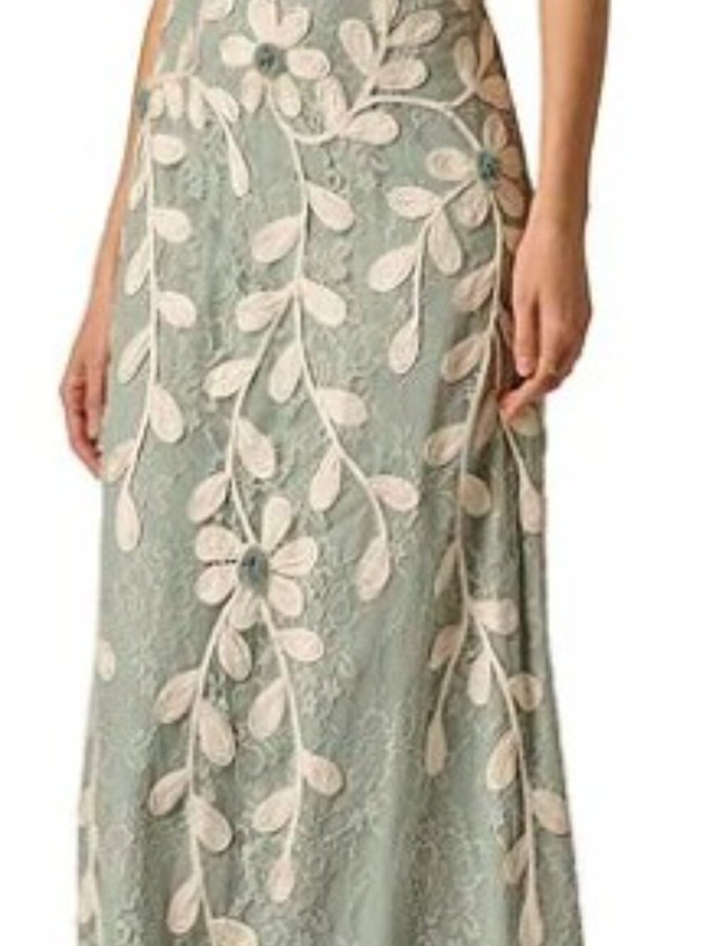 Adrianna Papell Floral Soutache Lace Halter Long Gown Size 10 - Picture 3 of 5